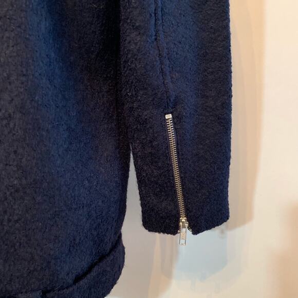 The Kooples navy blue wool blend moto biker coat size 34 or Extra Small XS - Picture 9 of 16